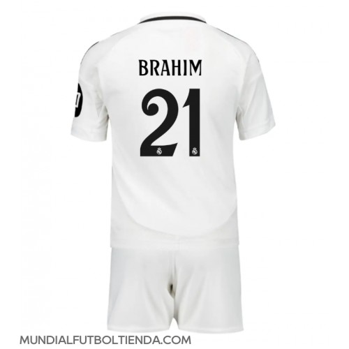 Camiseta Real Madrid Brahim Diaz #21 Primera Equipación Replica 2024-25 para niños mangas cortas (+ Pantalones cortos)